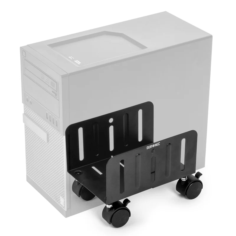 Duronic DMHD2 PC Halterung | Rollbare PC-Halterung | Gehäuse Halter für ITX, Midi, Big Tower bis 21 cm Breite | Rollbrett für Computer Tower unter dem Tisch | PCs bis 15 kg | Bessere Lüftung des PC