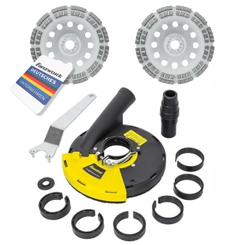 Gebraucht - #5 FANZTOOL Winkelschleifer Absaughaube 150/180 mm + 2 x Diamantschleiftopf