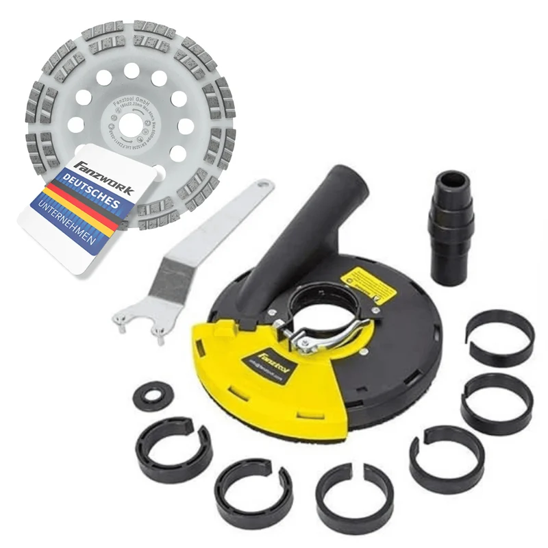 Neuwertig - #4 FANZTOOL Diamantschleiftopf 180 mm + Absaughaube für Winkelschleifer Betonschleifer