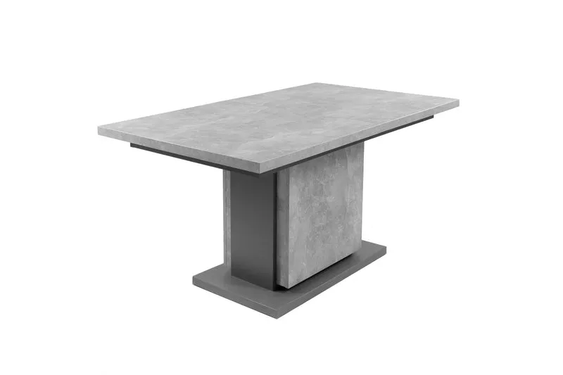 Säulentisch mit Auszug BRITTA / Melamin Old Wood (Altholz-Optik) oder Light Atelier (Beton-Optik), anthrazit / 140-190 x 75 x 80 cm / Auszugstisch / Esszimmer-Tisch auf 190 cm ausziehbar