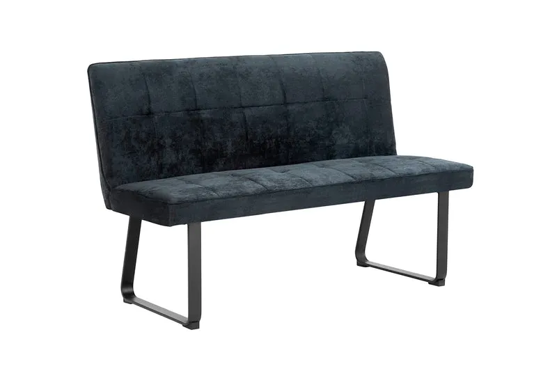Bank Talea / Moderne Sitzbank mit einem Webstoff-Bezug in dunkelgrau oder hellgrau / Metall Gestell schwarz pulverbeschichtet / Bank mit Rückenlehne / B 140 oder 160, H 92, T 59 cm
