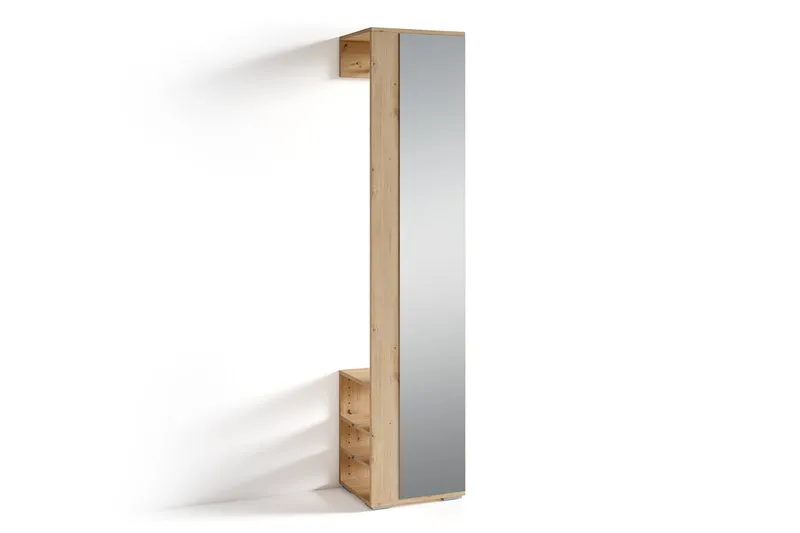Flurgarderobe BEN / Garderobe Artisan Eiche (Eiche-Optik), Old Wood (Altholz-Optik), weiß oder anthrazit / mit Spiegel / Spiegelschrank für den Flur mit Kleiderstange und Ablage / B 40, H 184, T 35 cm