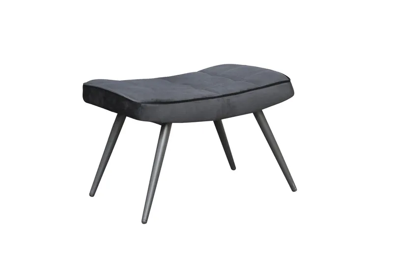 Hocker Uta / Cord grau, Samt schwarz, Webstoff dunkelgrau, Samt dunkelgrün, Webstoff sandfarben / Gestell schwarz pulverbeschichtet / Fuß-Ablage / Sitzhocker / B 60, H 39, T 41 cm