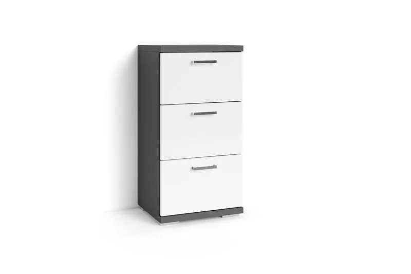Badezimmer Seitenschrank / in anthrazit, Sonoma Eiche (Eiche-Optik) oder weiß / B 35,5, H 74, T 31,5 cm / mit 2 Schubkästen