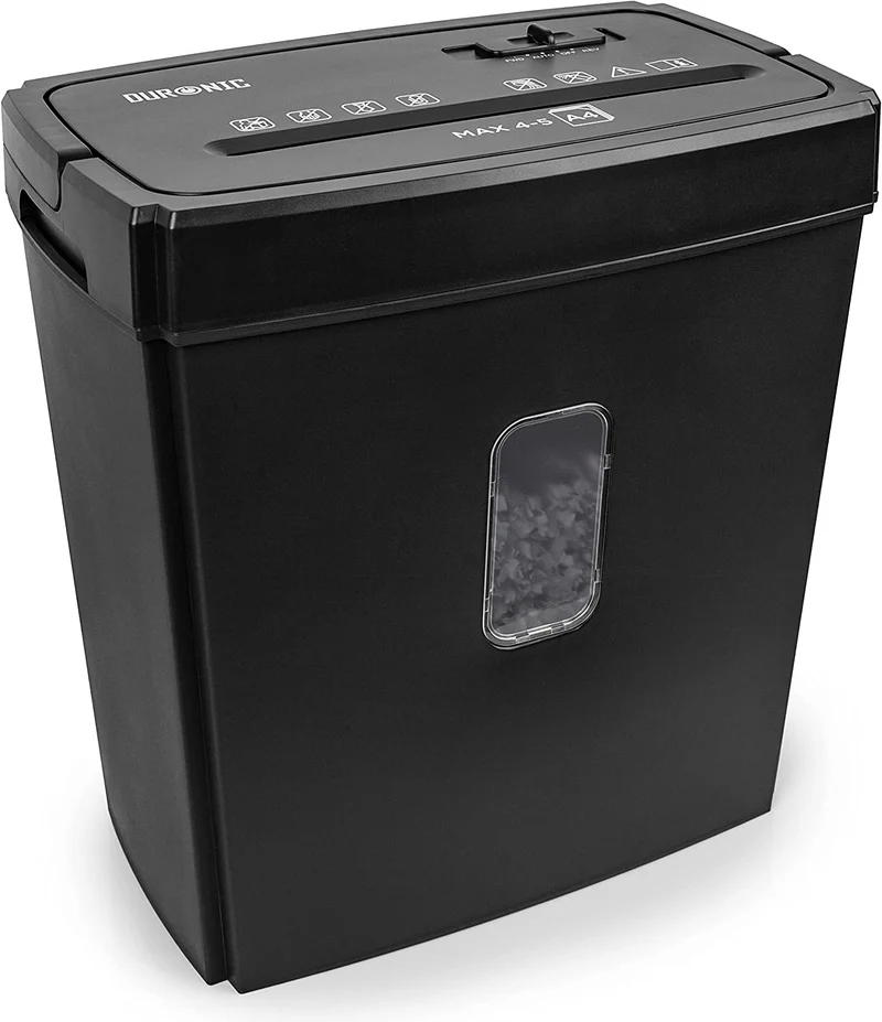 Duronic PS657 Aktenvernichter | 5 x A4 Blatt | 15 Liter Papierkorb | 170 Watt | Kreuzschnitt Schredder für mehr Datenschutz | Zerkleinerer für Home Office Büro | Reisswolf mit Start-Stopp-Automatik