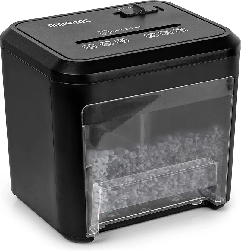 Duronic PS132 Aktenvernichter | 3 x A4 Blatt gefaltet | 3,5 Liter Papierkorb | Kreuzschnitt P2 Schredder für Datenschutz | Zerkleinerer für Home Office Büro | Reisswolf mit Start-Stopp-Automatik