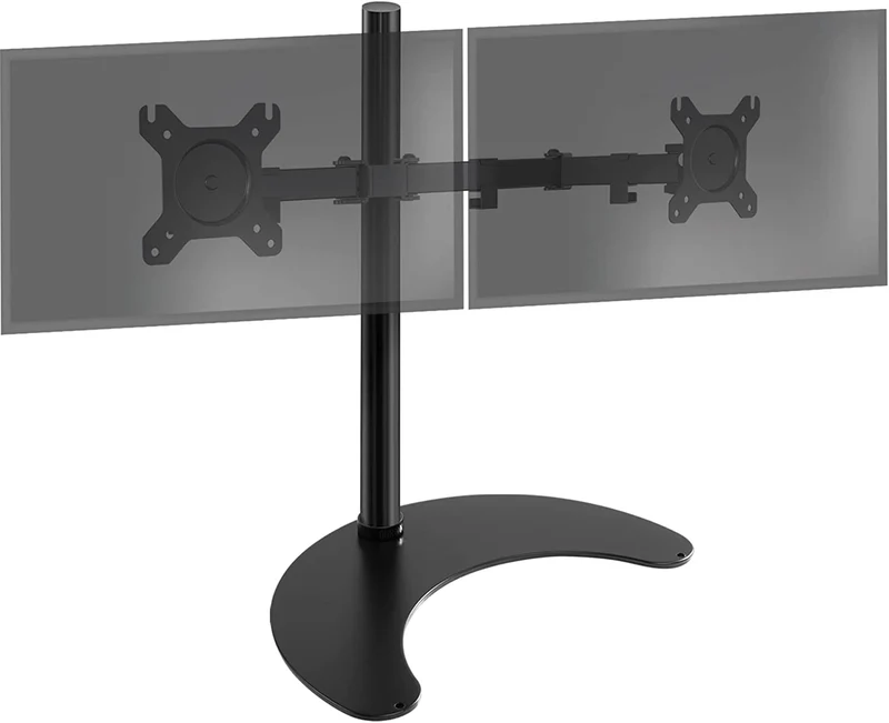 Duronic DM15D2 Monitorarm | Standfuß für 27" Zoll Bildschirm | Höhenverstellbar | 8kg Belastbarkeit | VESA 75/100 | Neigungswinkel -90° +35° | Drehbar um 360° | Monitorständer aus Stahl | Pivot