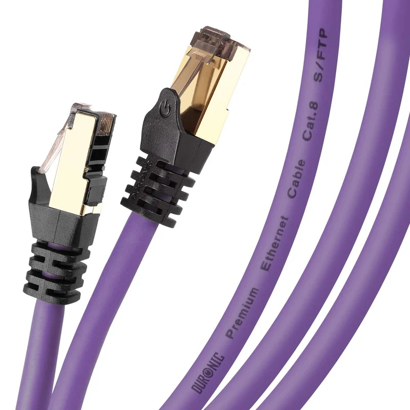 Duronic CAT8 PE 1 m Ethernet-Kabel | 40 Gbps Netzwerkabel | RJ45 Gigabit LAN Kabel Cat 8 | Patch Kabel 2000 MHz S/FTP Schirmung | TV Streaming Router Modem Switch Internetkabel 10 100 1000 Mbit