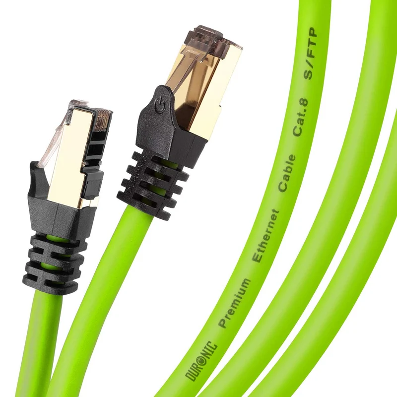 Duronic CAT8 GN 5 m Ethernet-Kabel | 40 Gbps Netzwerkabel | RJ45 Gigabit LAN Kabel Cat 8 | Patch Kabel 2000 MHz S/FTP Schirmung | TV Streaming Router Modem Switch Internetkabel 10 100 1000 Mbit