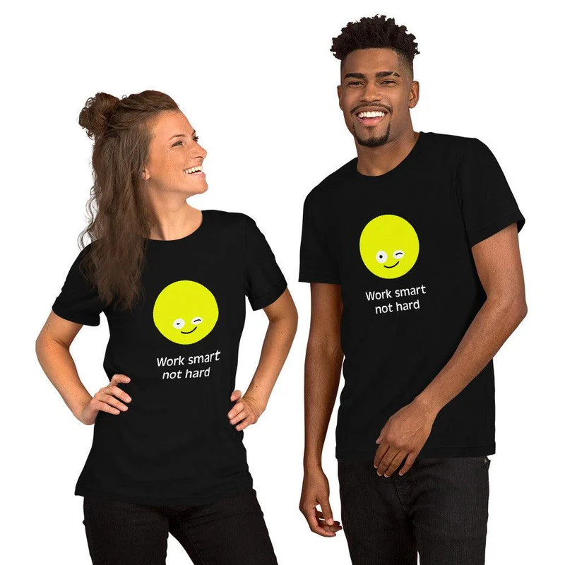 Kurzärmeliges Unisex-T-Shirt "Work smart not hard" Black Edition