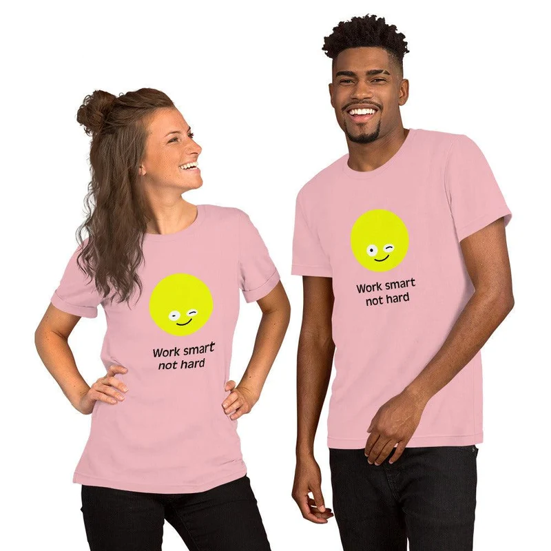 Kurzärmeliges Unisex-T-Shirt "Work smart not hard"