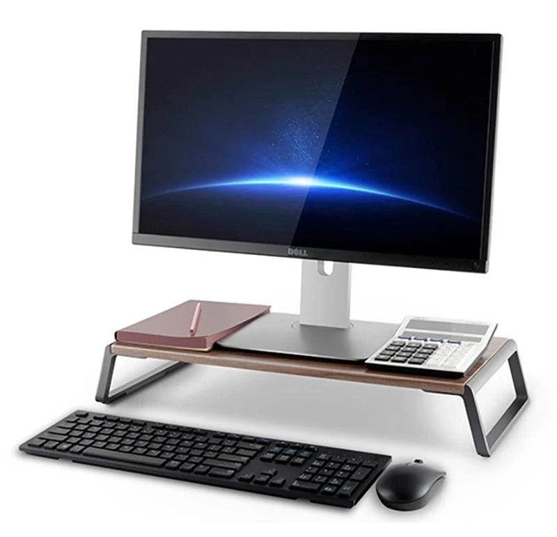 Ergonomische Monitorerhöhung mit Stauraum aus Holz & Aluminium