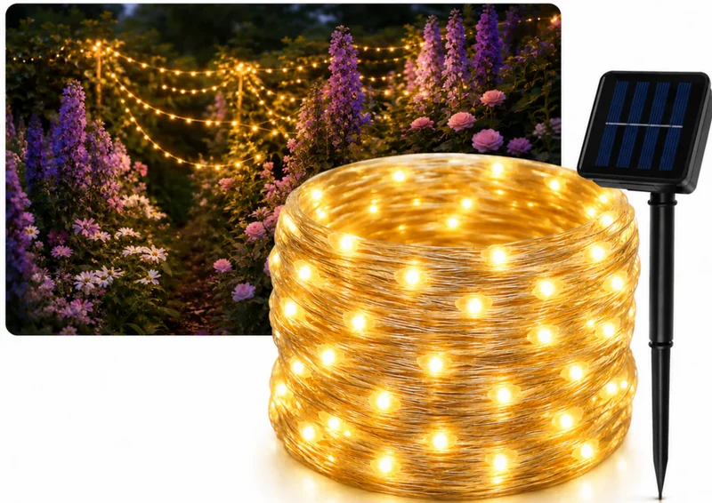 Solar Lichterkette 15m 150 LED Warmweiß IP44 Garten Balkon Terrasse 8 Modi