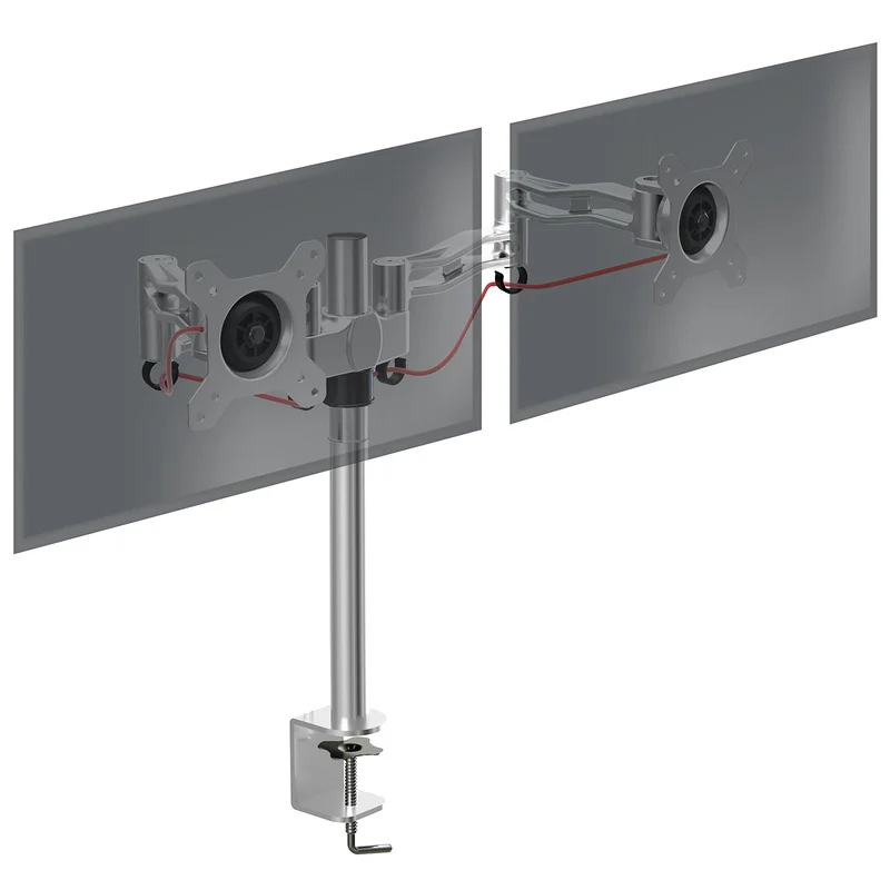 Duronic DM352 SR Monitorarm | Monitor Halterung 2 Bildschirme bis 27" Zoll | LCD LED Display Ständer bis 8 kg | Höhenverstellbar | Neigbar -15° bis +15° | Drehbar 360° | Monitorhalterung 2fach Arm