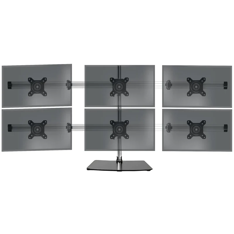 Duronic DM756 Monitorhalterung | Monitorständer für 6 Monitore bis 24 Zoll | VESA 75/100 | Belastbarkeit 5kg | Höhenverstellbar | Vertikal und horizontal Neigbar (-)15° | Drehbar 360° | 30° Winkel