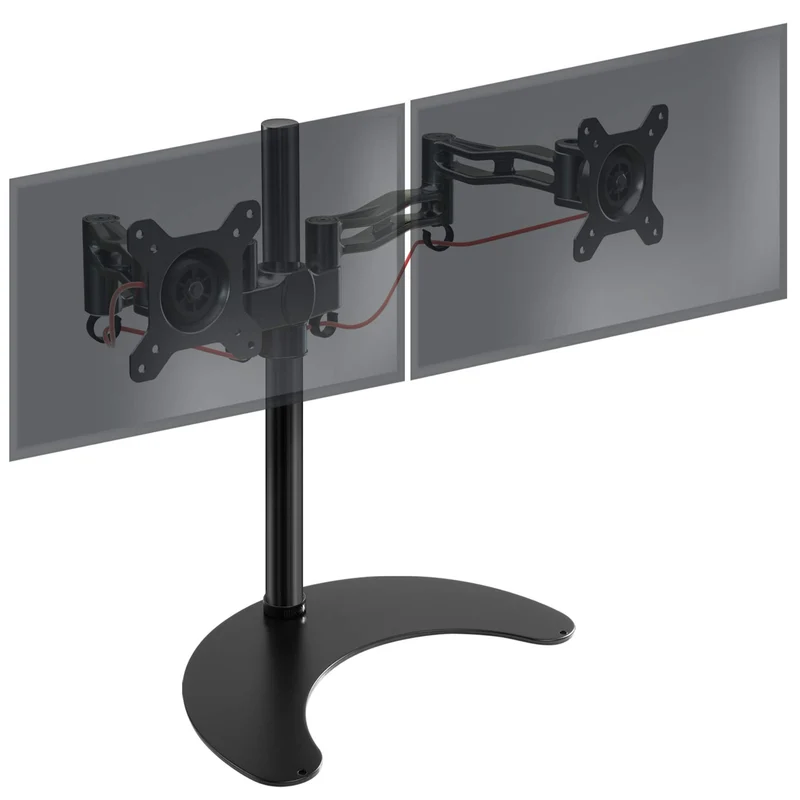 Duronic DM35D2 Monitorhalterung | Freistehender Monitorarm für 2 Monitore | Aluminium | LCD OLED Display bis 27 Zoll | VESA 75/100 | Neigungswinkel (-)15° | 180° Schwenkbar | Drehbar um 360°