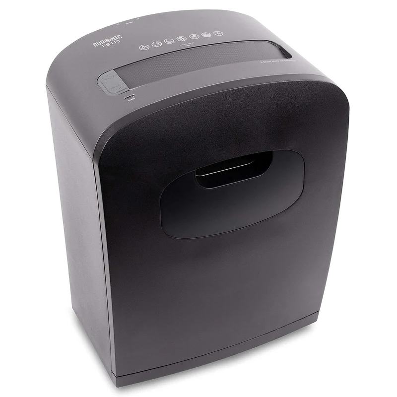 Duronic PS410 Aktenvernichter | 8 Blatt Partikelschnitt P4 | 4 Liter Papierkorb | Mikroschnitt Schredder für mehr Datenschutz | Zerkleinerer für Kreditkarten | Reisswolf mit Start-Stopp-Automatik