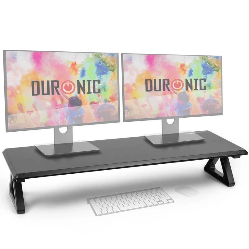 Duronic DM06-2 BK Monitorständer, 82 x 30 cm Fläche, Bis 10kg, 16cm Höhe, Ergonomischer Bildschirmständer Schreibtisch, Schreibtischaufsatz Monitor und Laptop, Bildschirmerhöhung LCD LED OLED TV