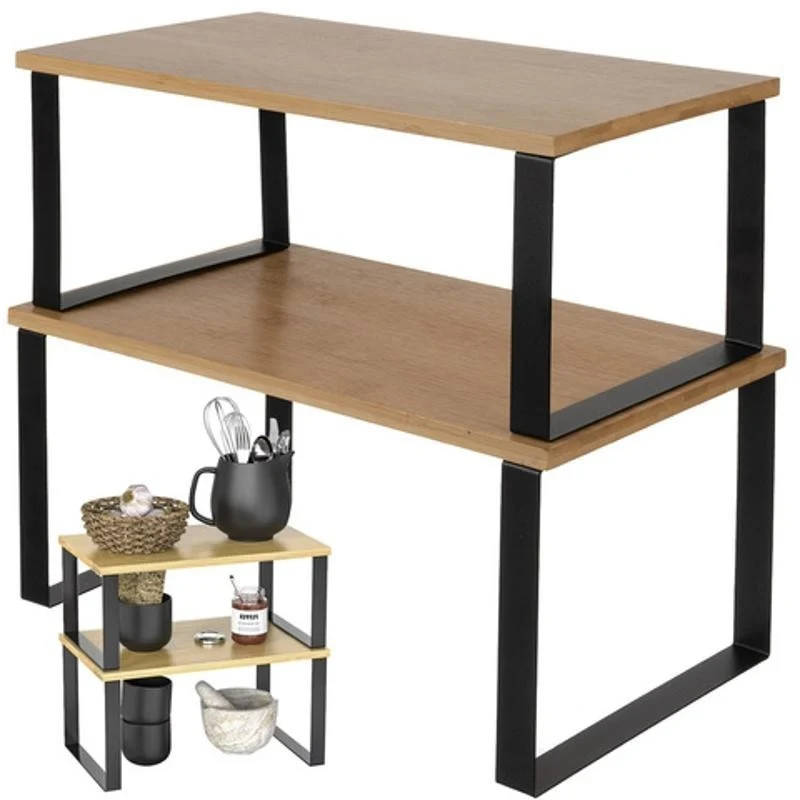 Bambus Gewürzregal 2er Set Küchenregal Organizer Standregal Küche