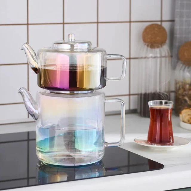 Karaca Glas Teekanne Borosilikat 1.1L 1.8L mit Sieb Deckel hitzebeständig
