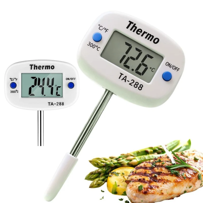 Digitales LCD-Küchenthermometer mit Fleischspieß – Präzises Bratenthermometer zum Kochen & Grillen