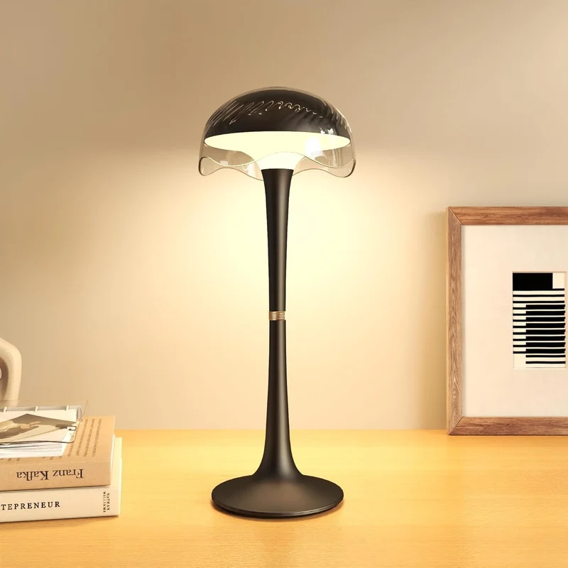 LED Tischlampe kabellos Touch dimmbar Akku USB Nachtlicht Schwarz
