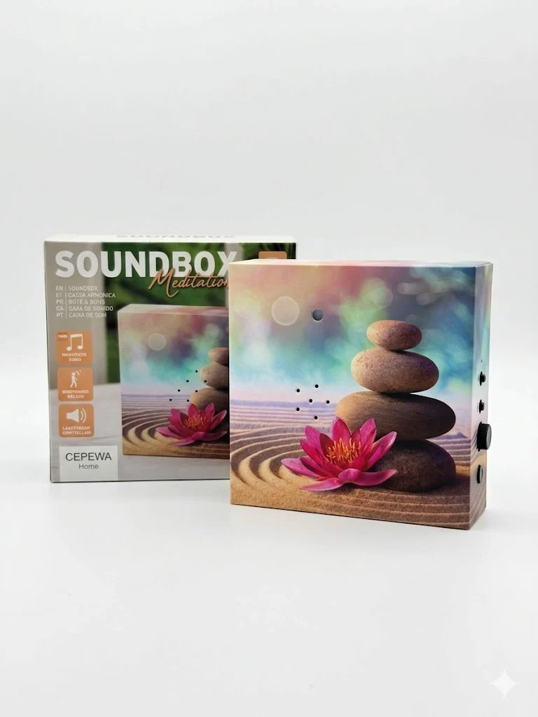 Meditations Soundbox mit Bewegungsmelder Naturklang 12x12cm