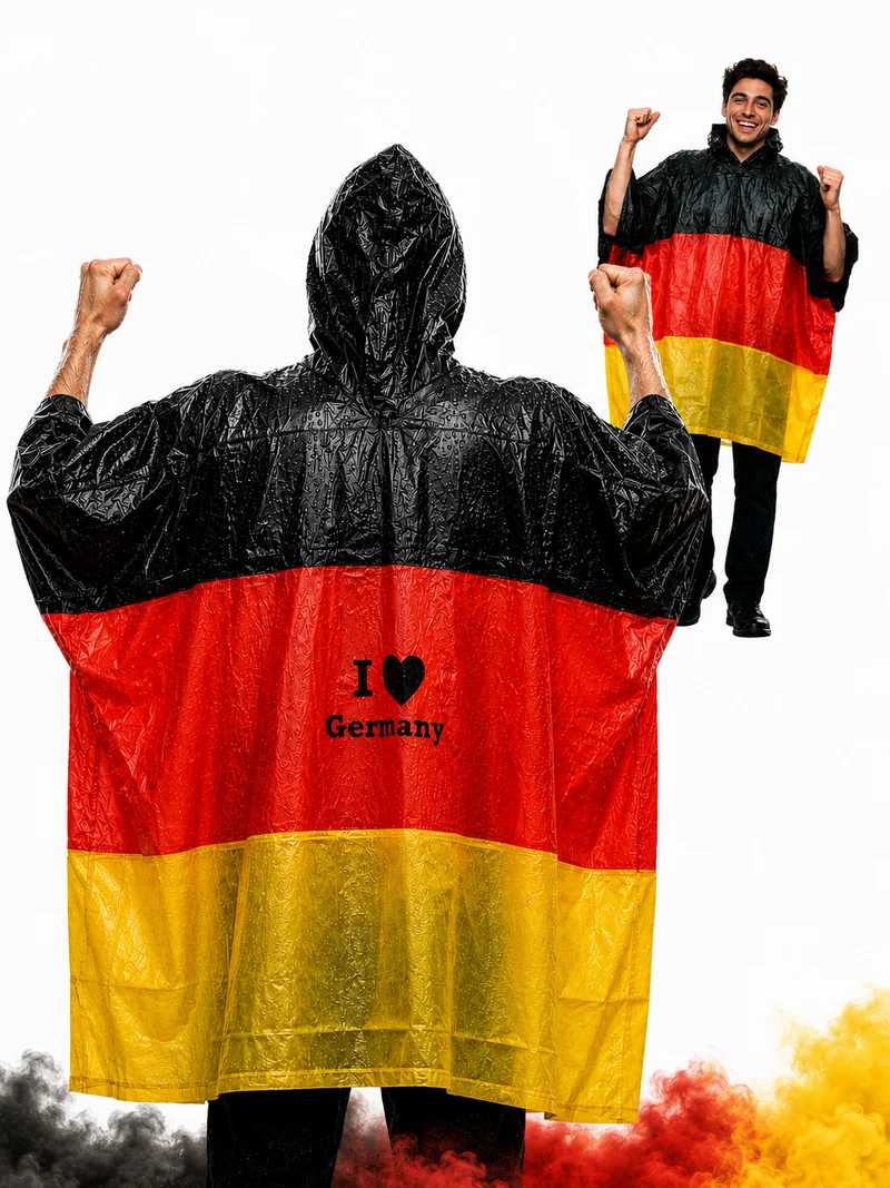 Deutschland Regenponcho I Love Germany Festival Regen Cape 127x125cm