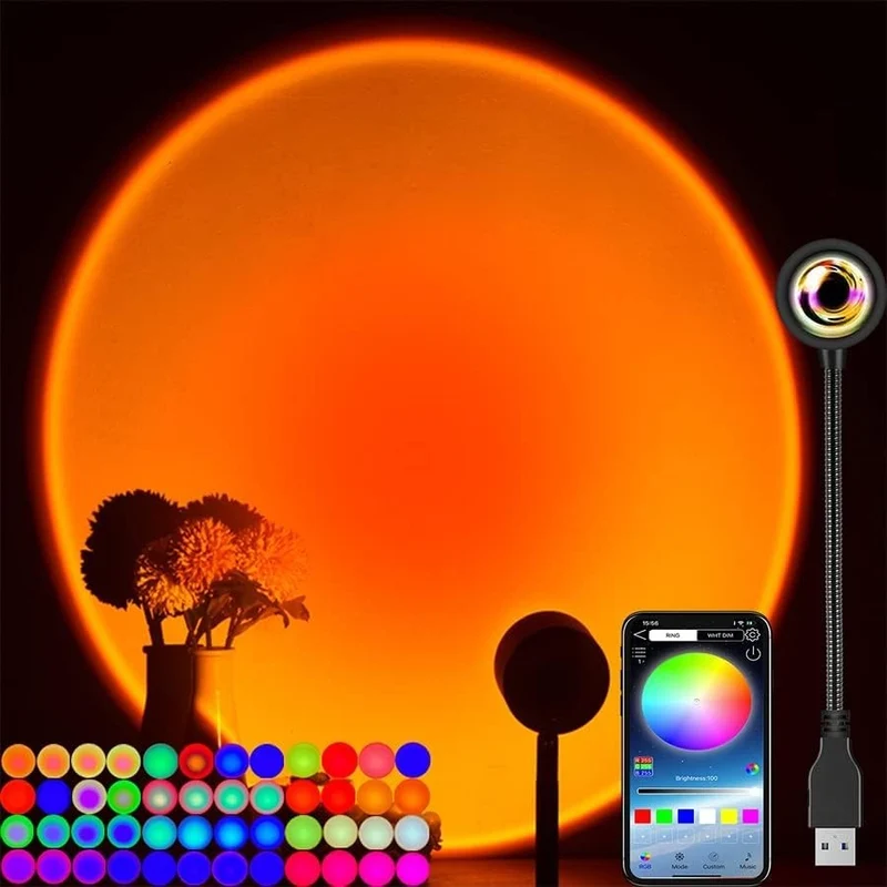 RGB LED Sunset Lampe APP Steuerung 16 Mio Farben Projektor Nachtlicht