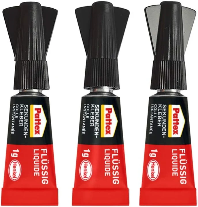 Pattex Sekundenkleber Mini Trio 3x1g flüssig schnell stark farblos