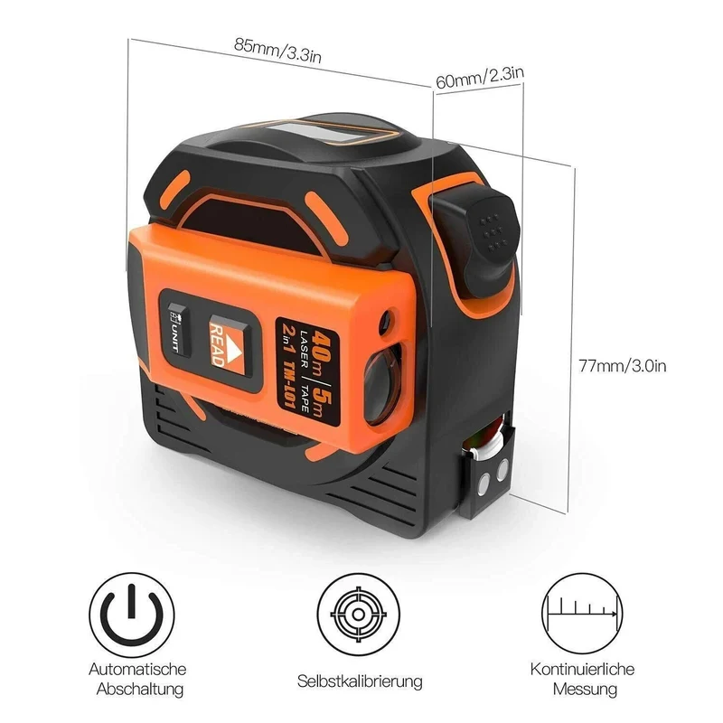 Tacklife TM-L01 2-in-1 Laser Distanzmesser 40m mit Maßband 5m & Magnethaken