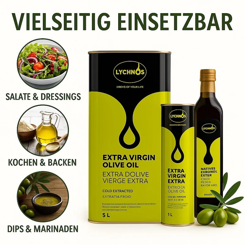 Lychnos Olivenöl Extra Nativ 5L – Kaltgepresst, Kreta, Premium Qualität 🌿🌿🌿
