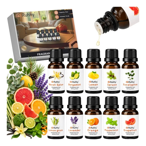 RUHHY Duftöl Set 10x15ml – Duftöle für Diffusor, Luftbefeuchter und Aromabrenner