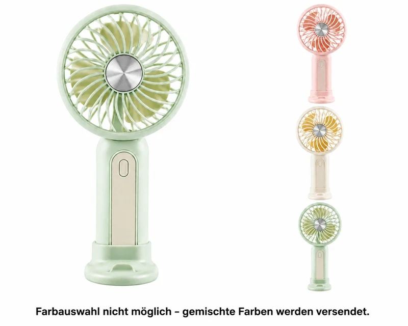 USB Mini Ventilator mit Handyhalterung – Tragbarer Akku Lüfter mit 3 Stufen