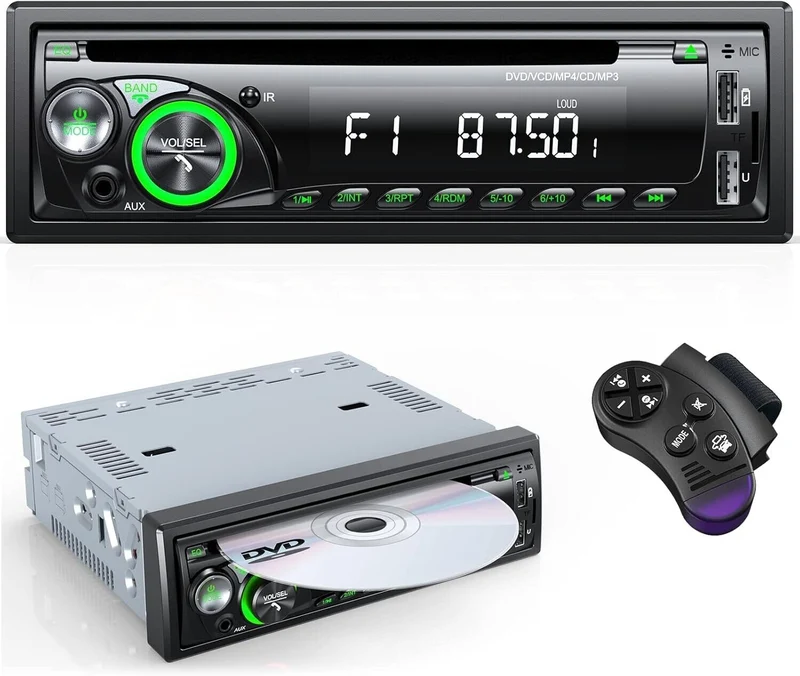 1DIN Autoradio Bluetooth CD DVD Player USB SD AUX RDS Freisprecheinrichtung