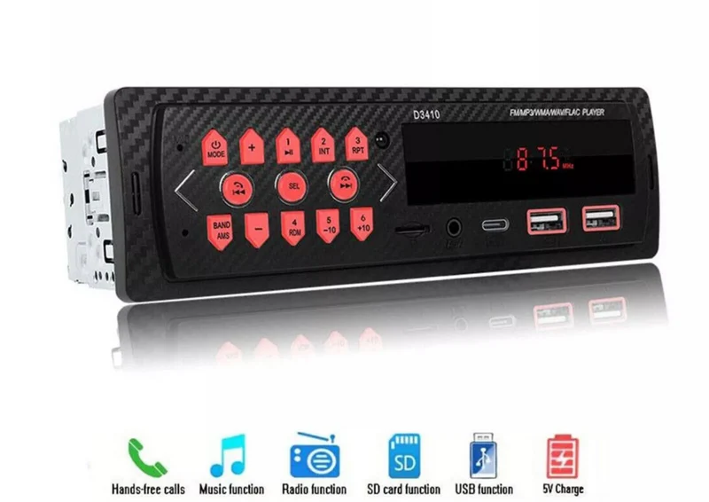 Autoradio RDS AM FM Bluetooth Freisprecheinrichtung 2 USB SD 1 DIN DE