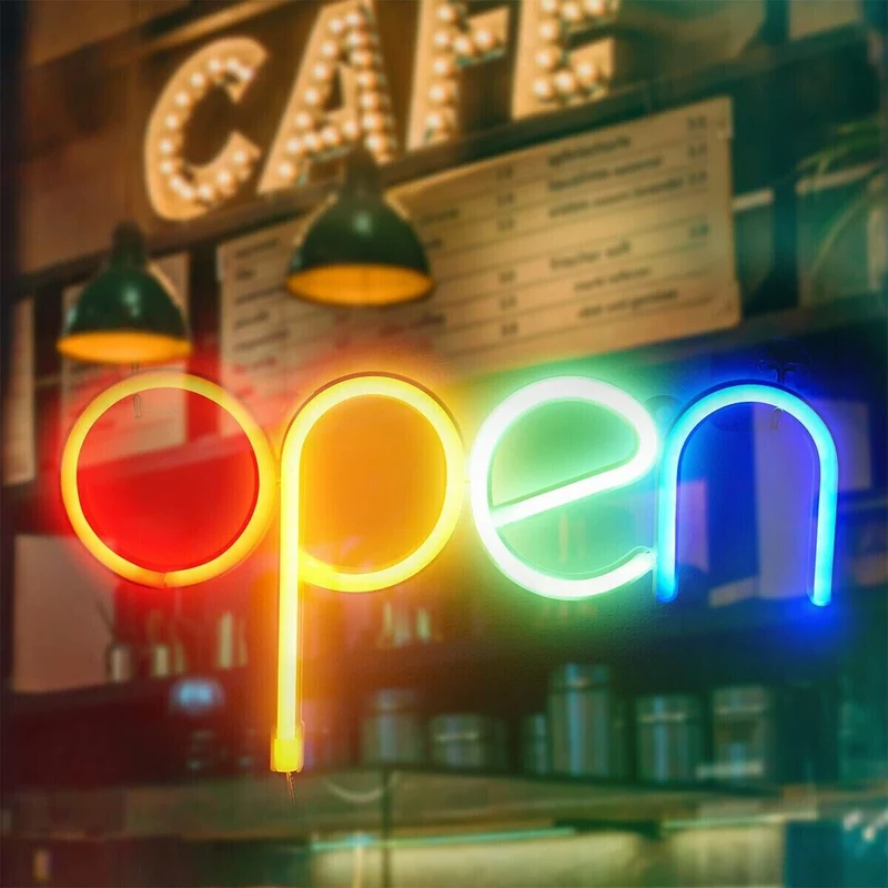 LED Neonlicht „Offen“ – Batteriebetriebenes Warmlicht für Restaurant & Geschäft
