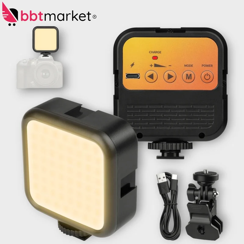 LED Kamera Video Handy Selfie Licht, 1800mAh Videoleuchte Mit Telefonclip Kamera