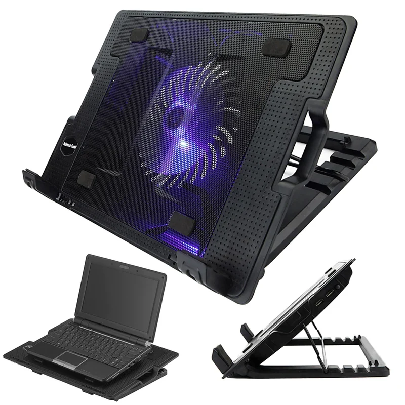 Notebook Kühler für 9–17 Zoll – Cooler Pad mit 12cm Lüfter, LED-Beleuchtung & 5-stufiger Neigung