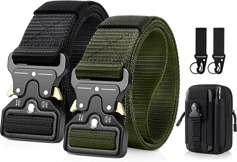 2x Taktischer Nylongürtel Arbeitsgürtel Militär Gürtel Herren Outdoor Schwarz DE
