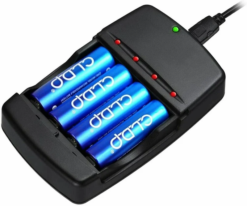 Ni-Zn Batterieladegerät Set mit 4x AA Akkus 2500mWh – USB Ladegerät für AA/AAA